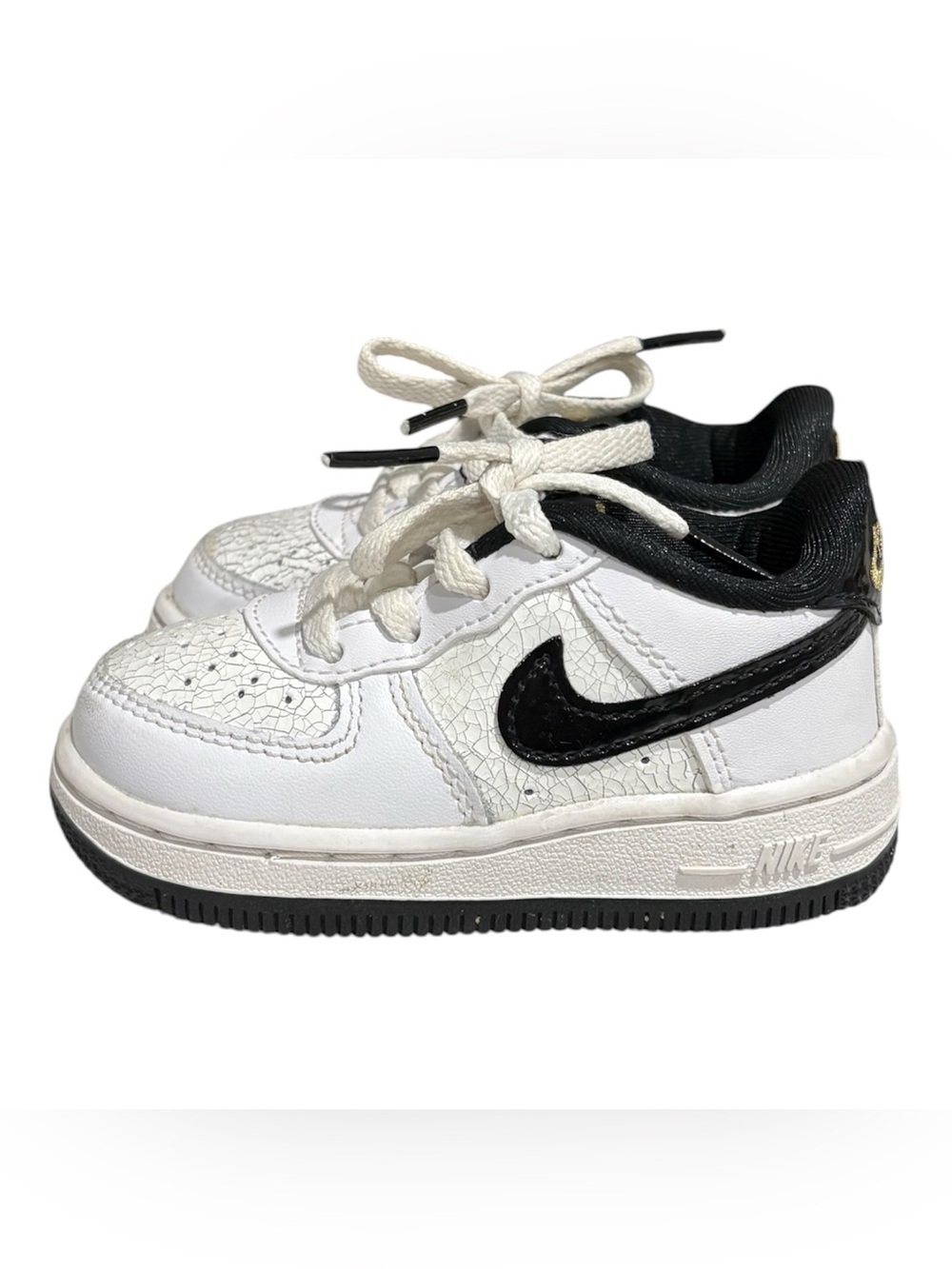 Nike Force 1 White/Black Lace Up Leather Low Top Sneakers US 6c MPN DQ0550-100